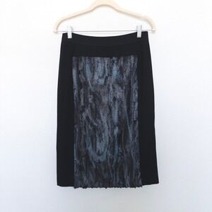 BCBGMAXAZRIA Womens Skirt Size M Black Ines Faux Fur Textured Pencil Career Chic